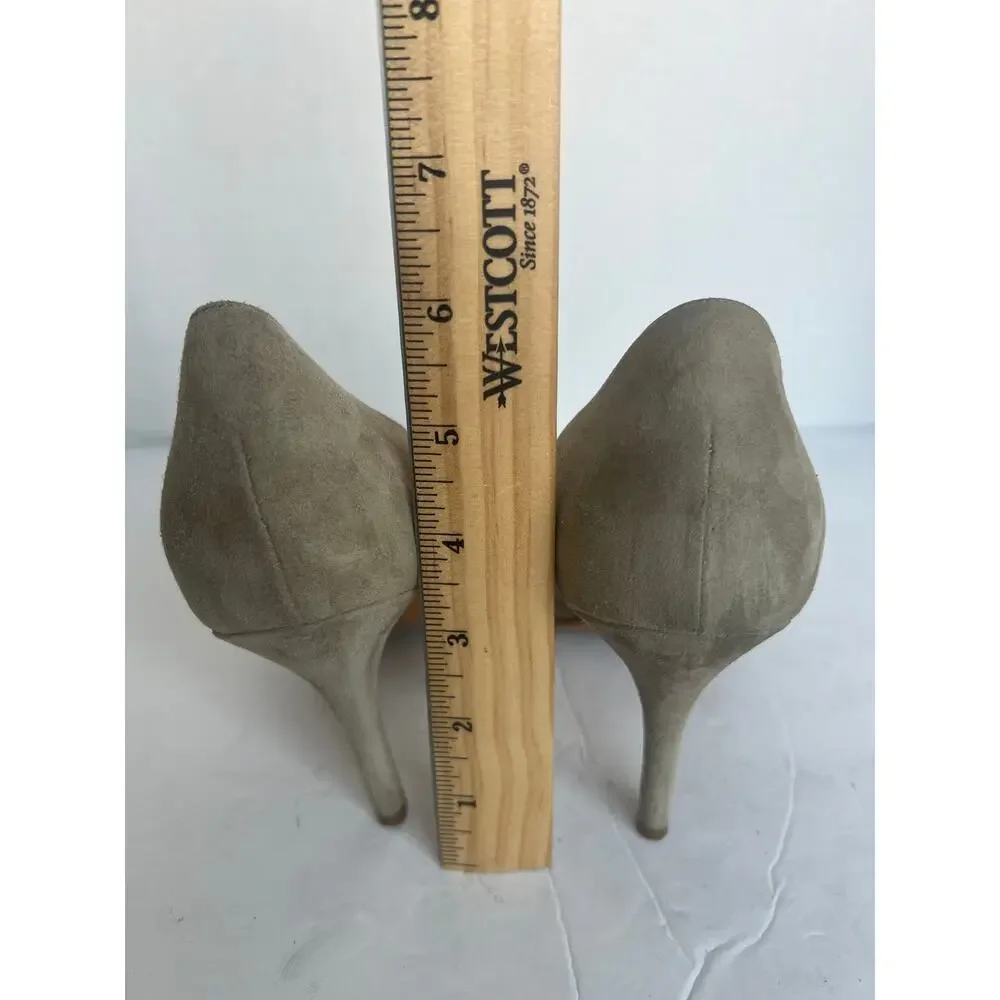 VINCE Celeste Taupe Suede D' Orsay Pointy Toe Heel Pump Shoes Size 8.5M - Picture 8 of 10